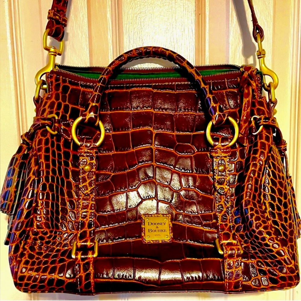 Dooney & Bourke Croco Fino Satchel in Rich brown leather. Price is FIRM .